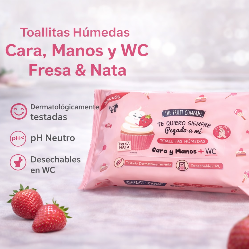 Toallitas Húmedas Cara, Manos y WC Fresa & Nata – The Fruit Company