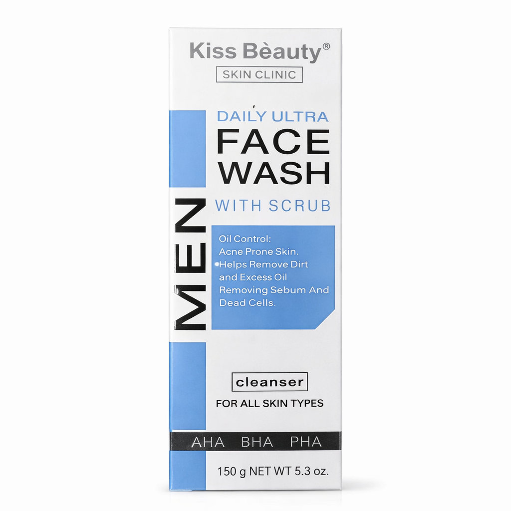 Gel Limpiador Facial con Exfoliante AHA BHA PHA Men Face Wash Kiss Beauty 150 ml