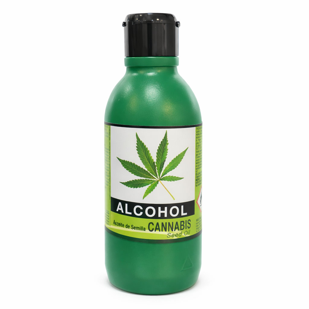Alcohol corporal con aceite de semilla de cannabis
